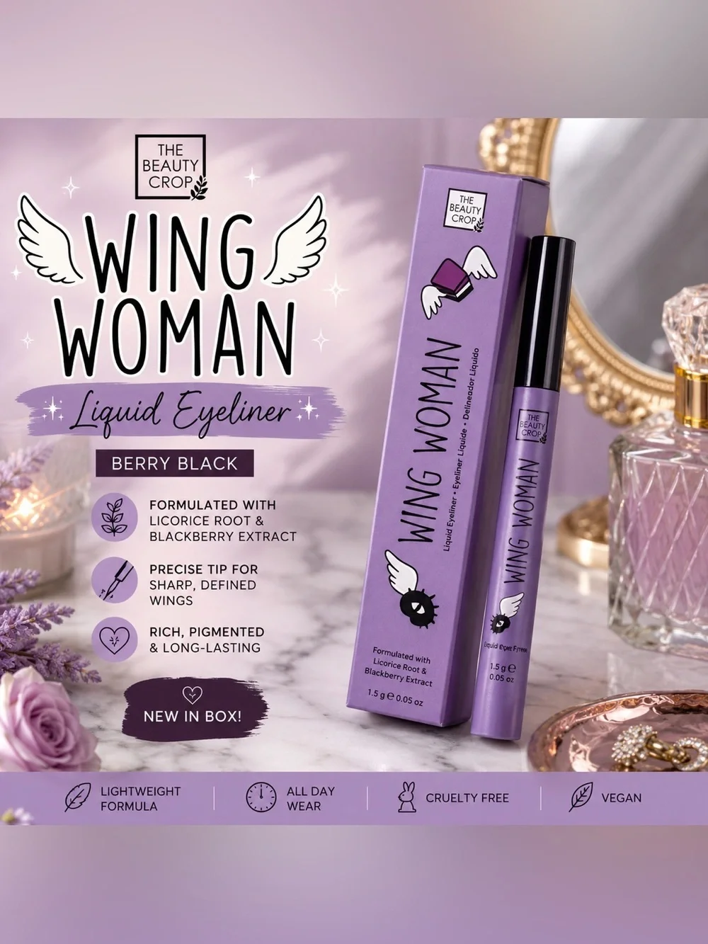 The Beauty Crop Wing Woman Liquid Eyeliner Berry Black NIB
